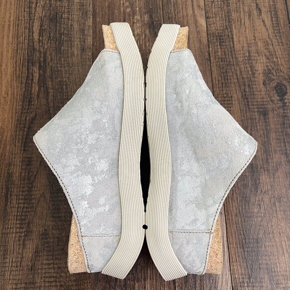 Fly London Wigg Wedge Sandal Leather Slip On Metallic US Size 7-7.5 EU 38 Silver - Picture 6 of 13